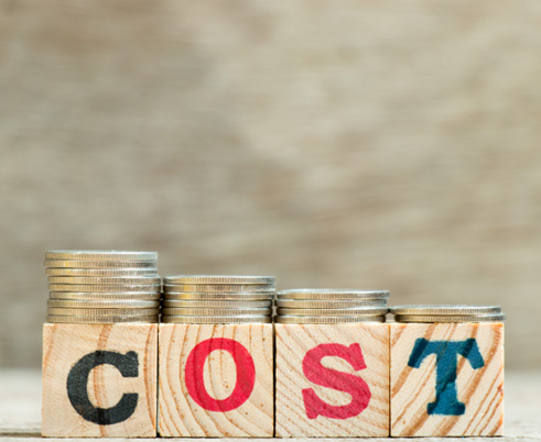 Cost written on wooden blocks